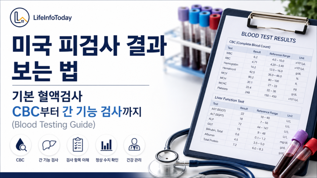 미국 피검사 결과 보는 법 글 소개하는 이미지