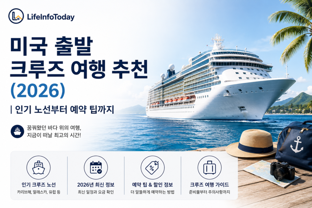 미국 출발 크루즈 여행 소개하는 이미지