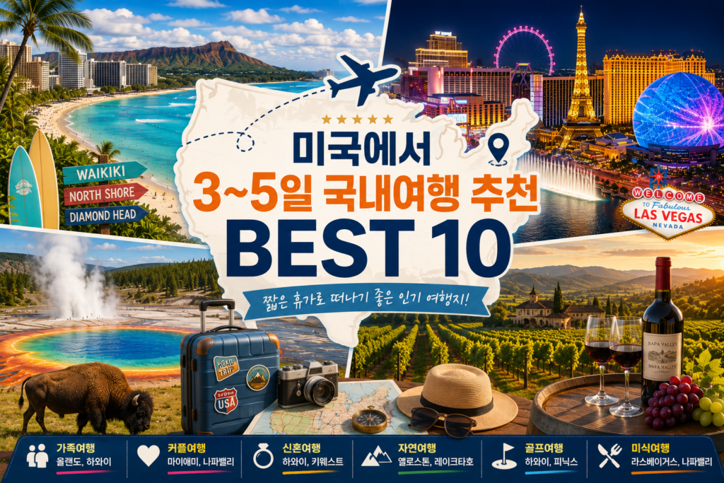 미국에서 3~5일 국내여행 추천 best 10 이미지