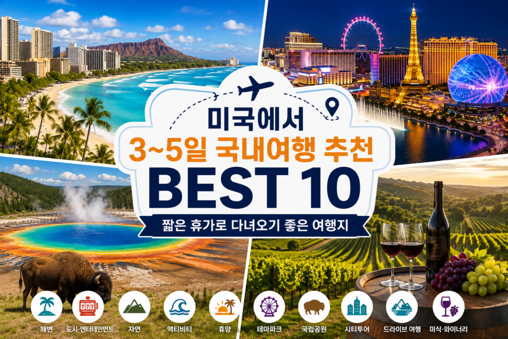 미국에서 3~5일 국내여행 추천 best 10 이미지