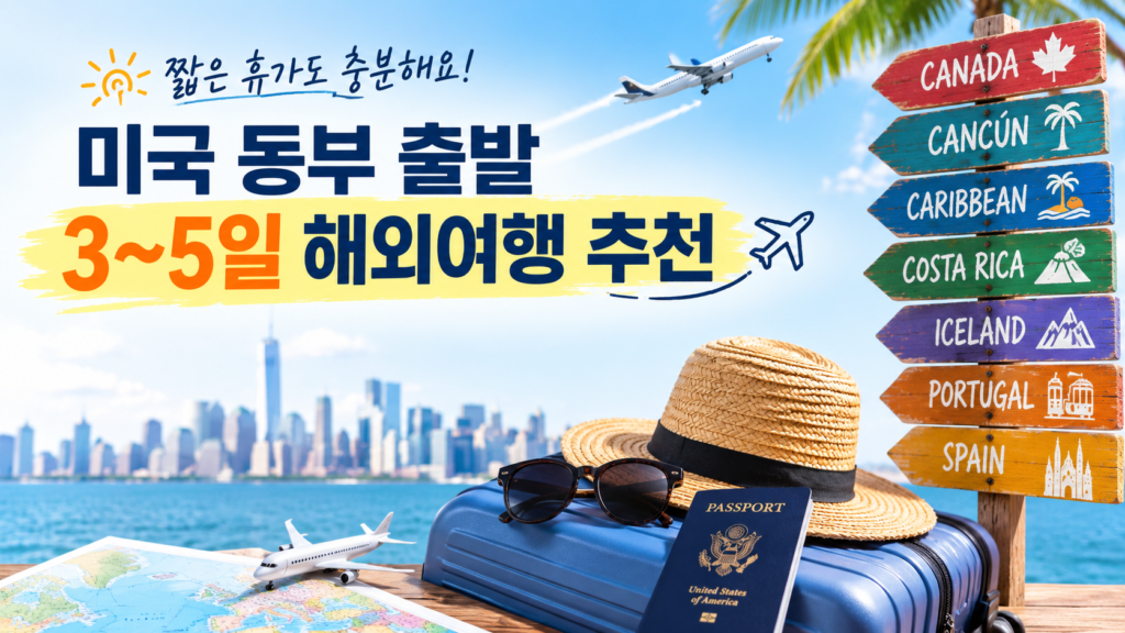 미국 동부 출발 3~5일 해외 여행 추천