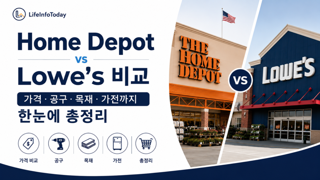 home depot vs lowes 비교에 대해 소개하는 이미지입니다