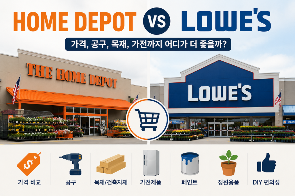 home depot vs lowes 비교에 대해 소개하는 이미지입니다