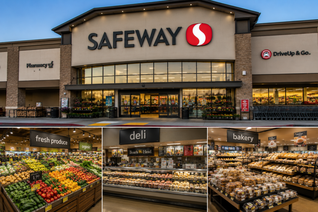 미국 마트 safeway 외관과 내부 이미지 입니다.