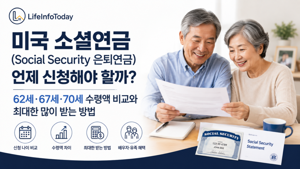 미국 소셜연금 신청 나이별 수령 차이 소개하는 글 이미지