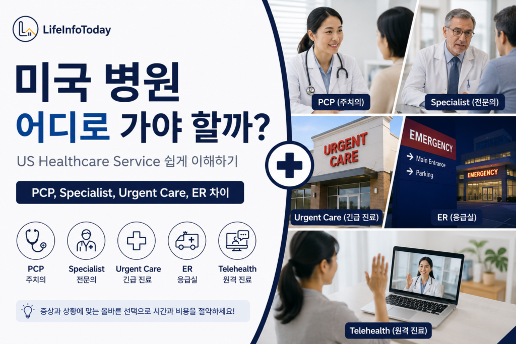 미국 병원 종류 설명하는 글 소개하는 이미지