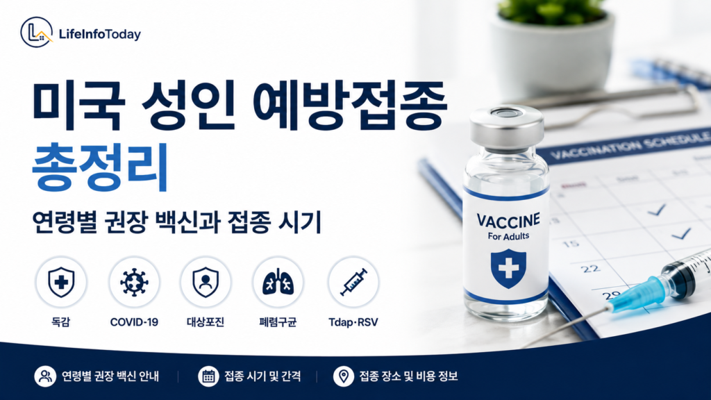 미국 성인 예방접종 안내하는 이미지