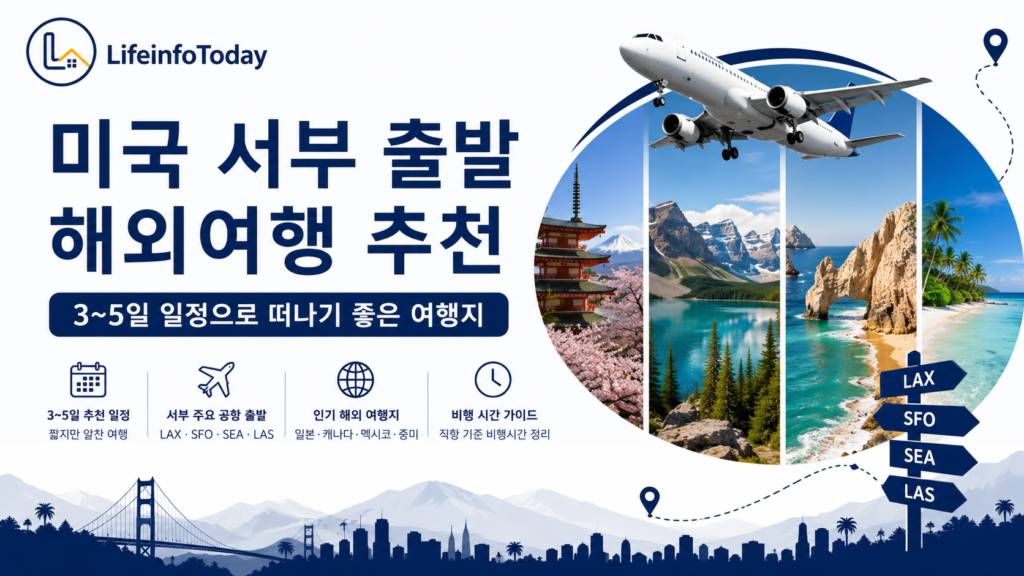 미국 서부 출발 해외여행 추천 소개하는 이미지