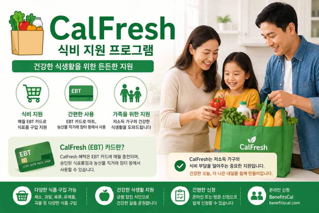 캘리포니아 정부 지원 프로그램 중 calfresh 소개 이미지