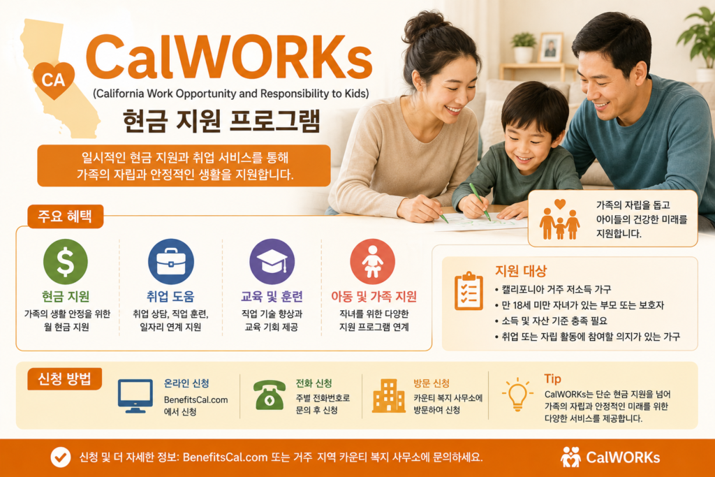 캘리포니아 정부 지원 프로그램 중 cal works 소개 이미지