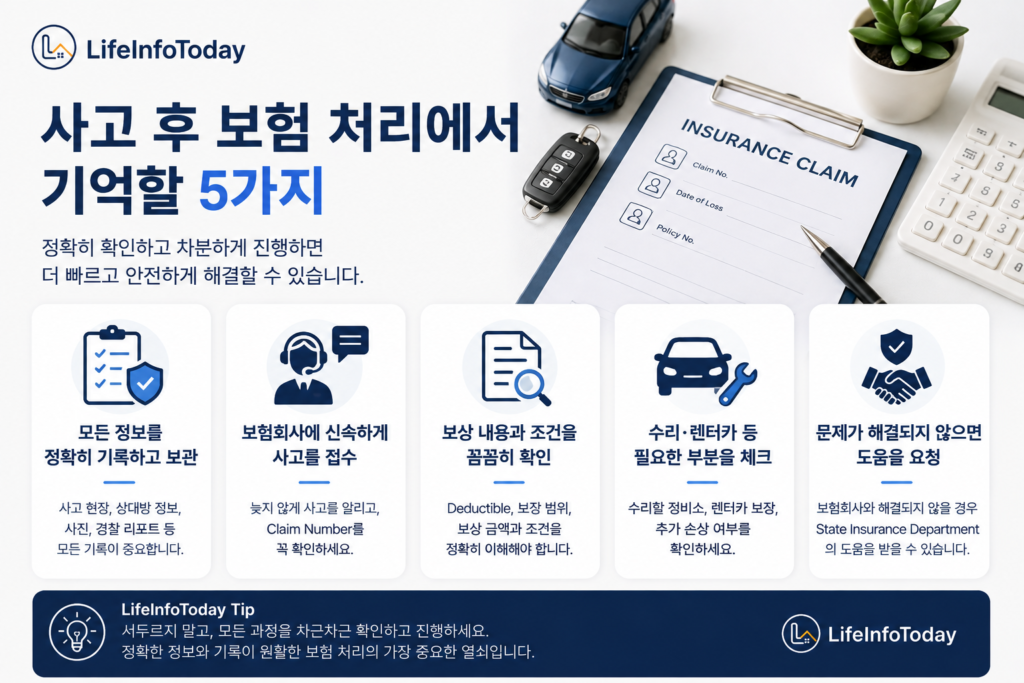 사고 후 보험 처리에서 기억해야할 5가지