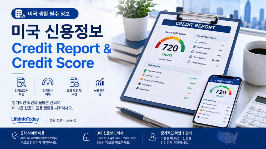 미국에서 credit report 확인하는 방법 소개하는 이미지