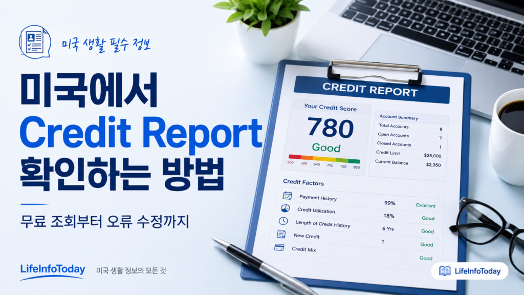 미국에서 credit report 확인하는 방법 소개하는 이미지