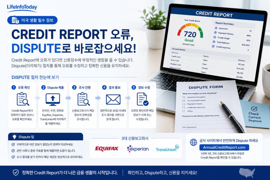 credit report 오류 dispute 하는 방법 소개하는 이미지