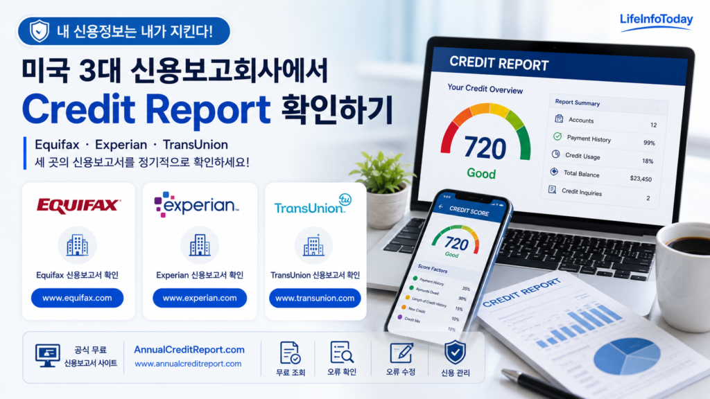 미국에서 credit report 확인하는 방법 중 credit report company 소개하는 이미지