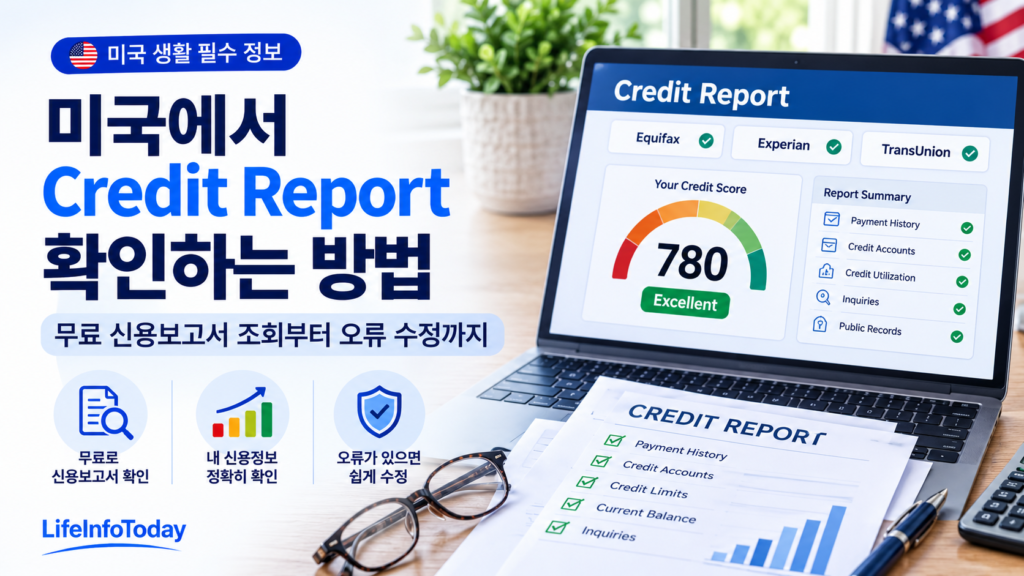 미국에서 credit report 확인하는 방법 소개하는 이미지