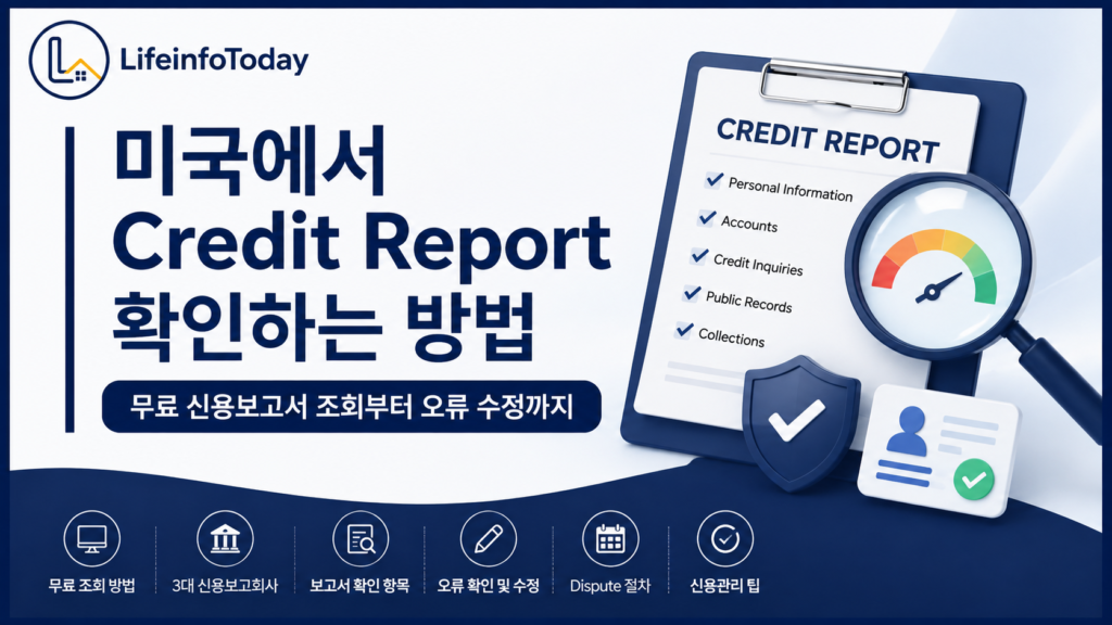 미국에서 credit report 확인하는 방법 소개하는 이미지