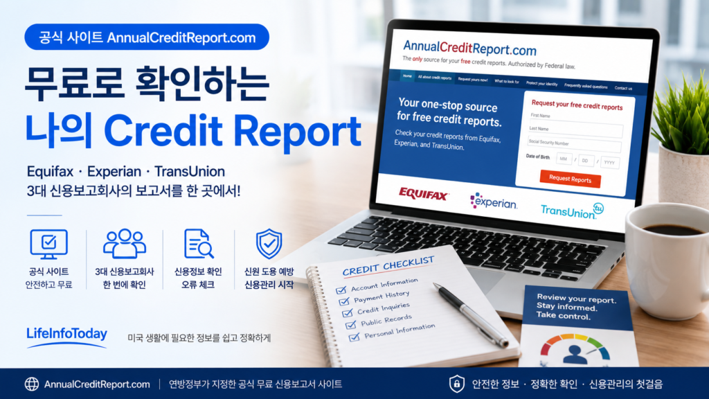 미국에서 credit report 확인하는 방법 중 AnnualCreditReport.com 활용하는 방법
소개하는 이미지