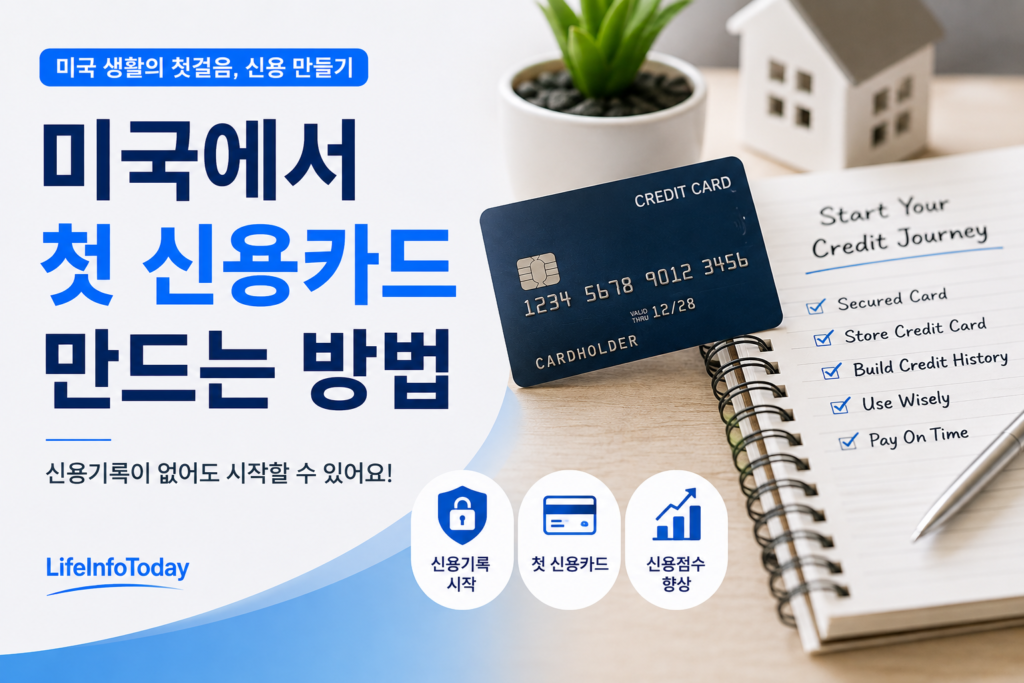 미국 첫 신용카드 만드는 방법 소개하는 이미지