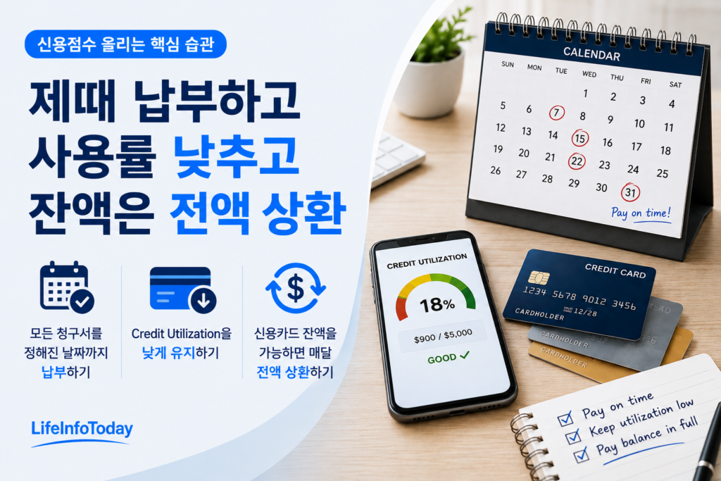 미국 신용점수 올리는 방법 소개하는 이미지