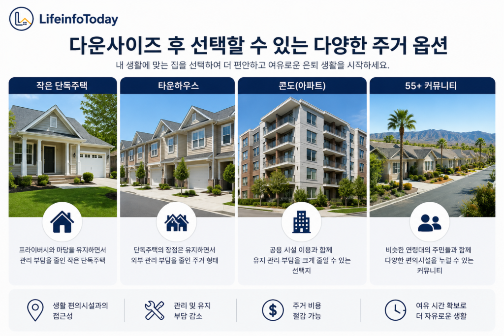 집 다운사이즈 후 선택할 수 있는 다양한 주거 옵션에 대해 소개하는 글 이미지