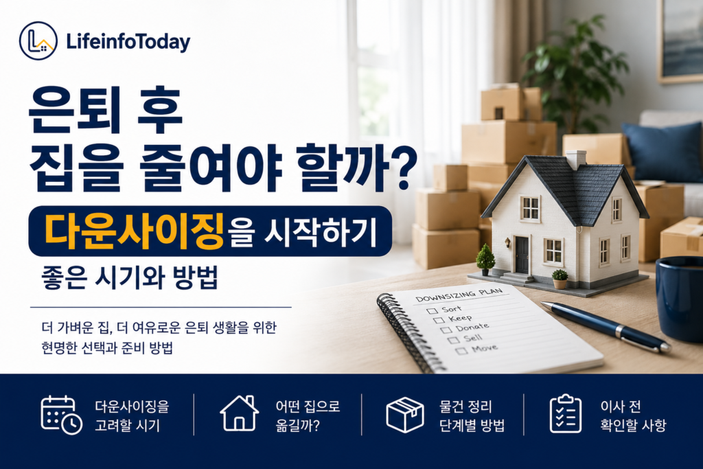 은퇴 후 다운사이징에 대해 소개하는 글 이미지