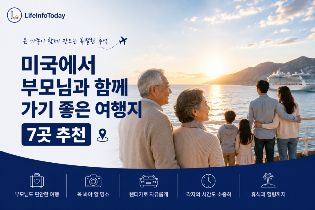 미국에서 부모님께 함께 가기 좋은 여행지 추천 소개하는 글 이미지