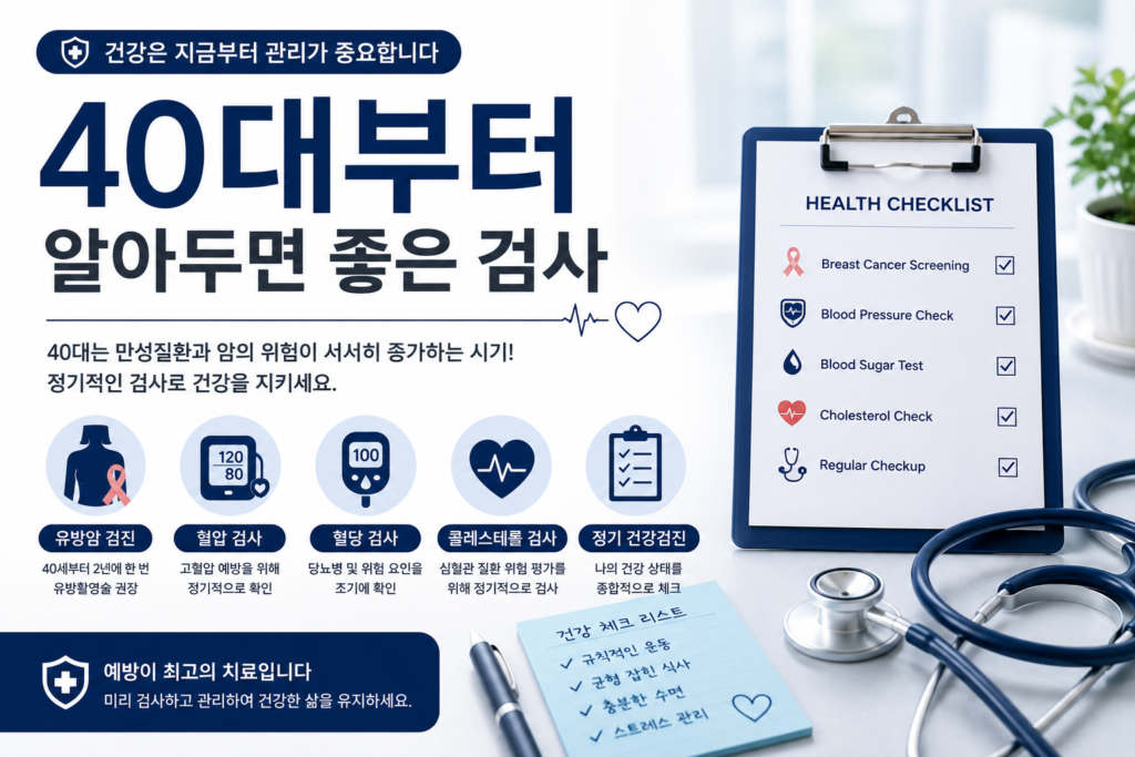 미국 건강검진 - 40대부터 알아두면 좋은 검사 소개하는 글 이미지