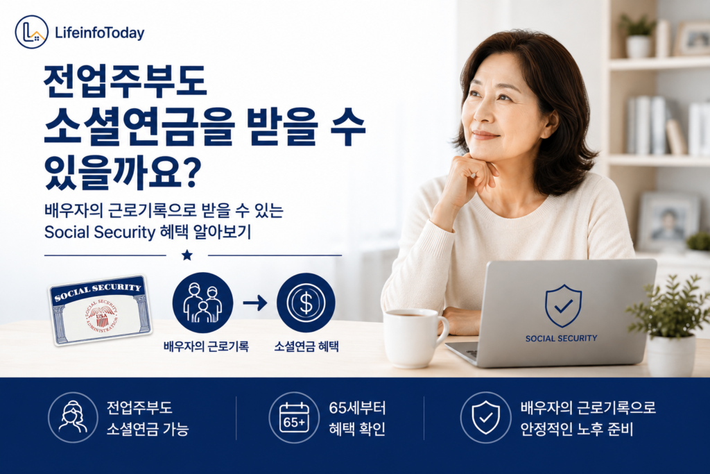 전업주부도 소셜연금 혜택 받을 수 있을까에 대해 설명하는 글 이미지