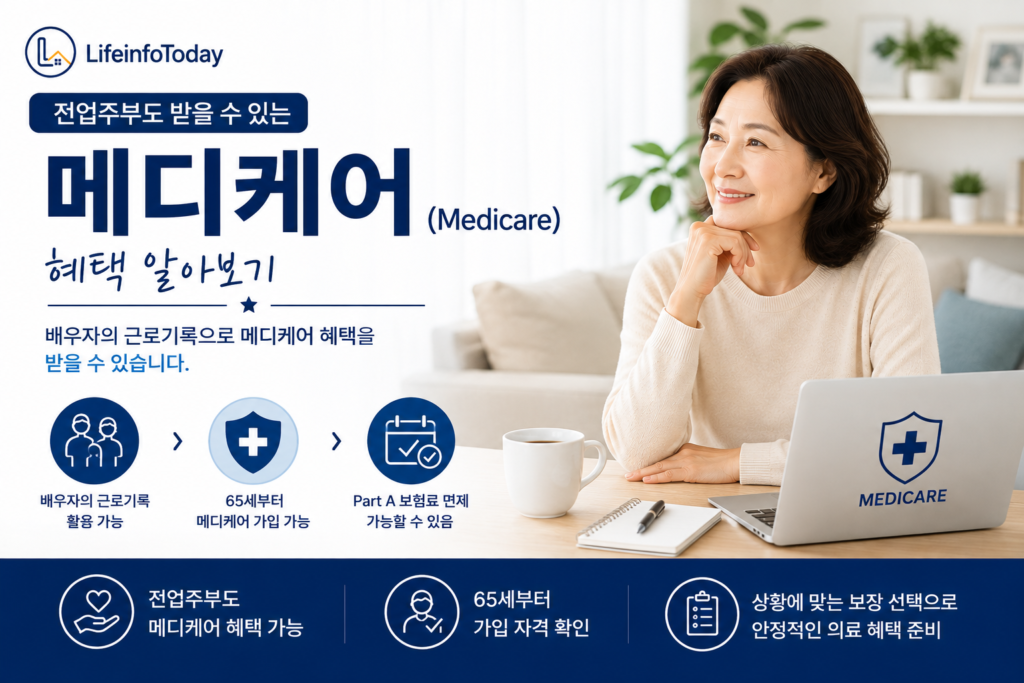 전업주부도 메디케어 혜택 받을 수 있을까에 대해 설명하는 글 이미지