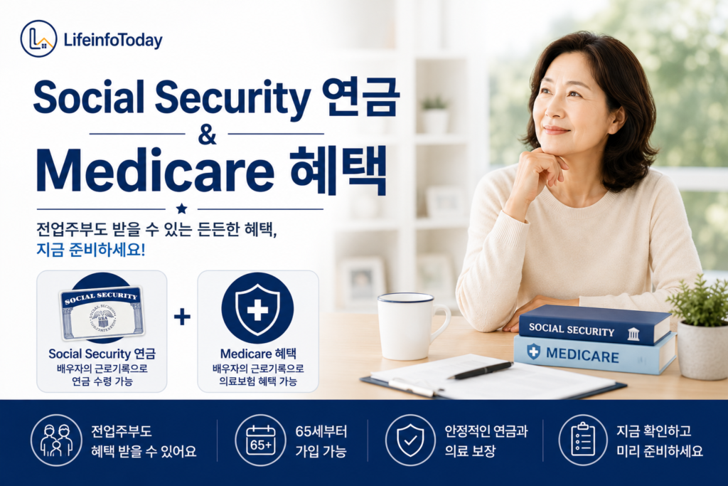전업주부도 소셜연금 메디케어 혜택 받을 수 있을까에 대해 설명하는 글 이미지
