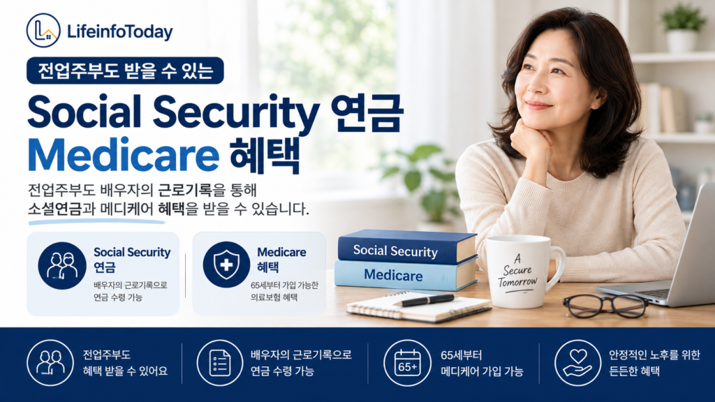 전업주부 소셜연금 메디케어 혜택에 대해 설명하는 글 이미지