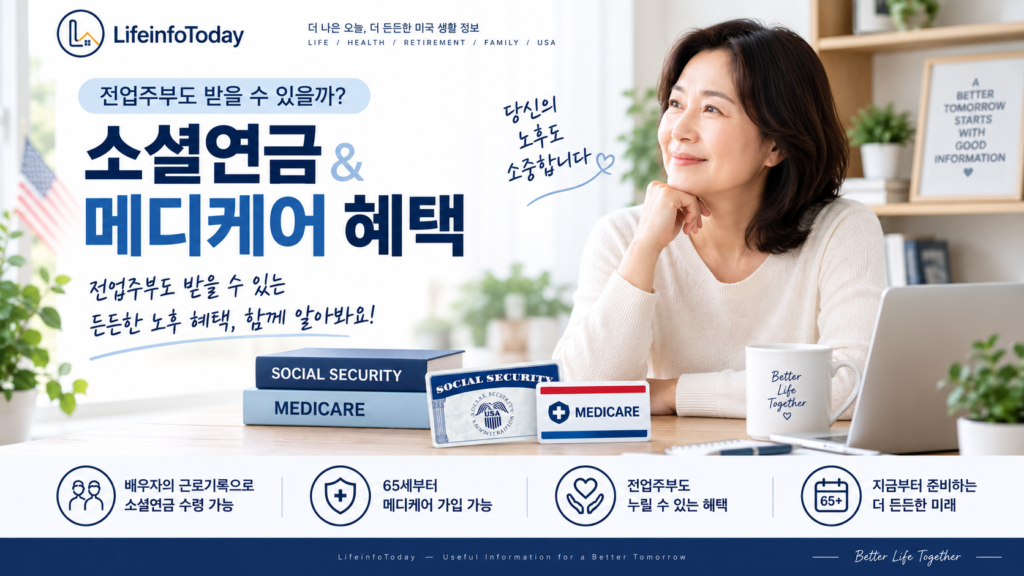 전업주부 소셜연금 메디케어 혜택에 대해 설명하는 글 이미지