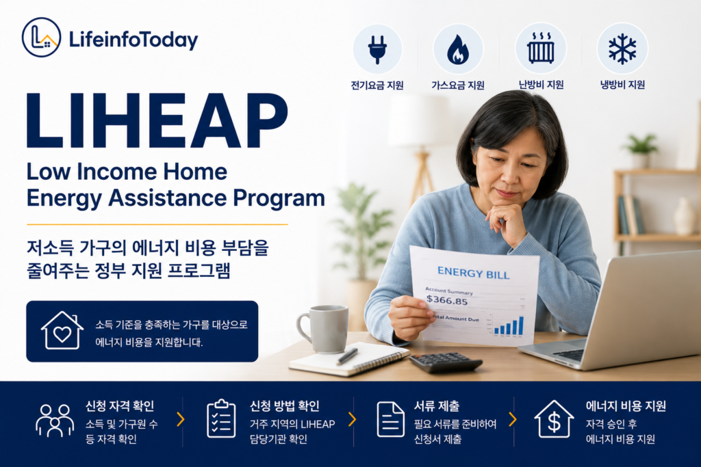 미국 liheap 에너지 요금 지원 프로그램 소개하는 글 이미지