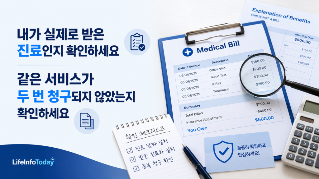 미국 병원비 청구서(Medical Bill) 확인하는 방법 실제로 받은 진료인지 두번 청구 되지 않았는지 소개하는 글 이미지