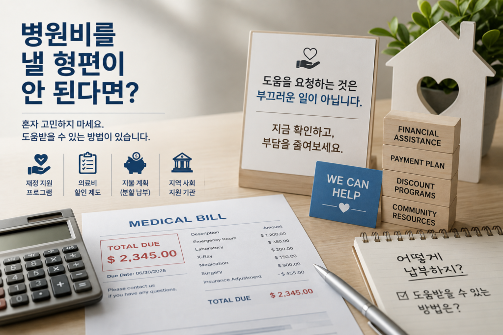 미국 병원비 도움 받는 방법 소개하는 이미지