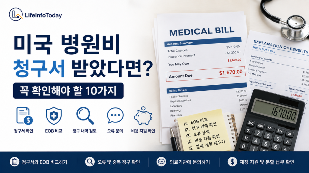미국 병원비 청구서(medical bill) 확인하는 방법 소개하는 글 이미지