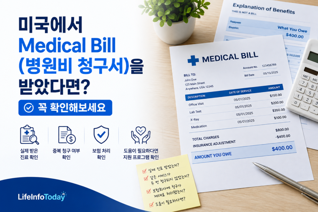 미국 병원비 청구서(medical bill) 확인하는 방법 소개하는 글 이미지