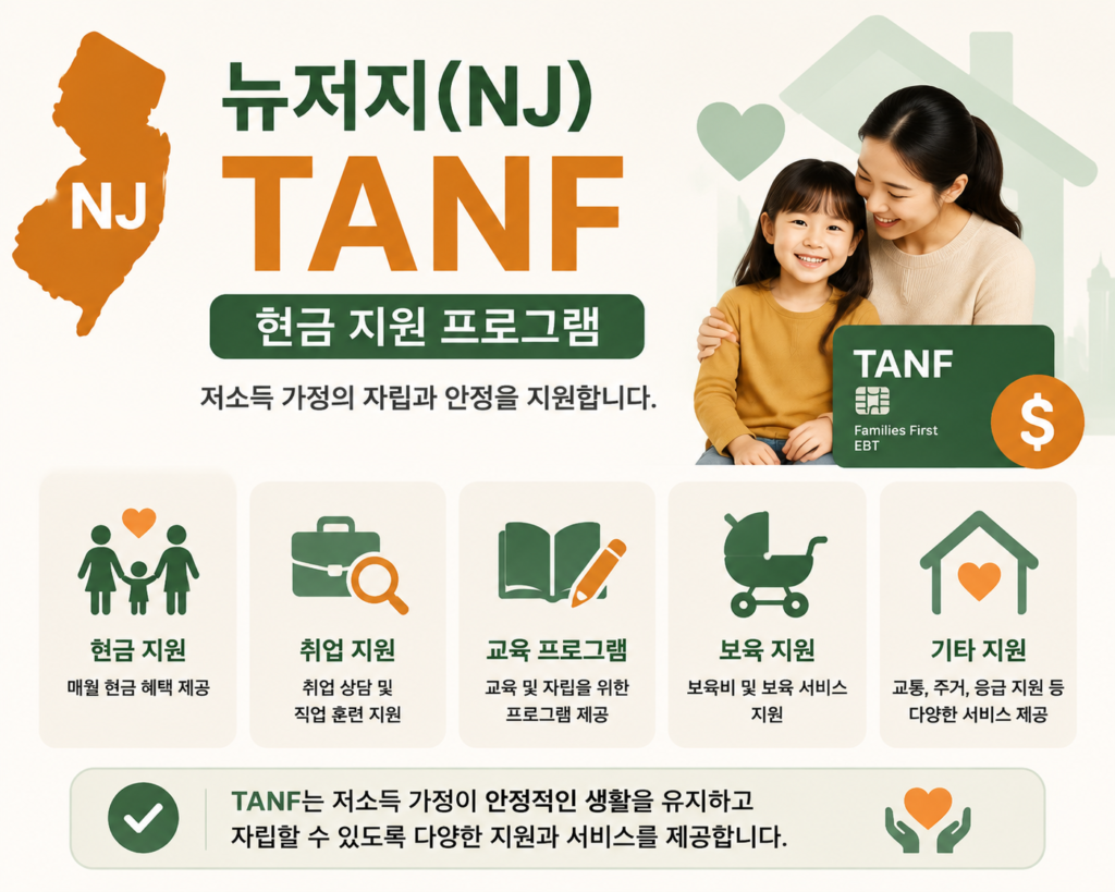 뉴저지 정부 지원 프로그램 TANF 소개하는 이미지
