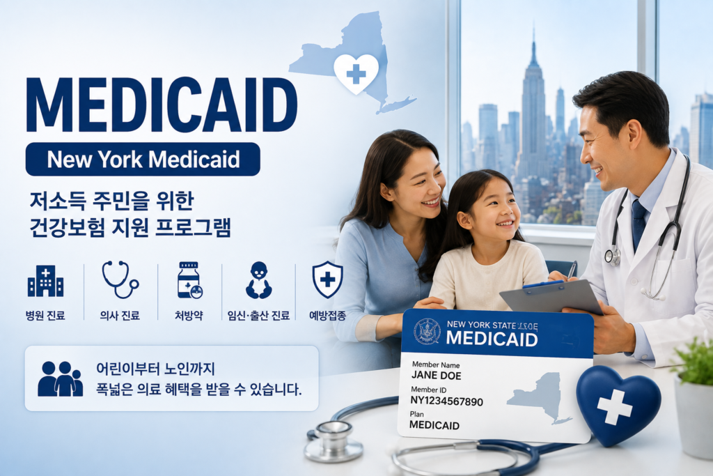 뉴욕주 정부 지원 프로그램 중 medicaid 소개하는 이미지