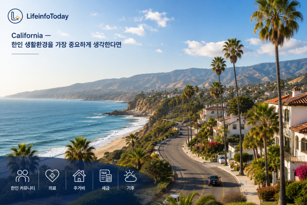 한국인이 미국에서 은퇴 후 살기 좋은 주 중 california 소개하는 이미지