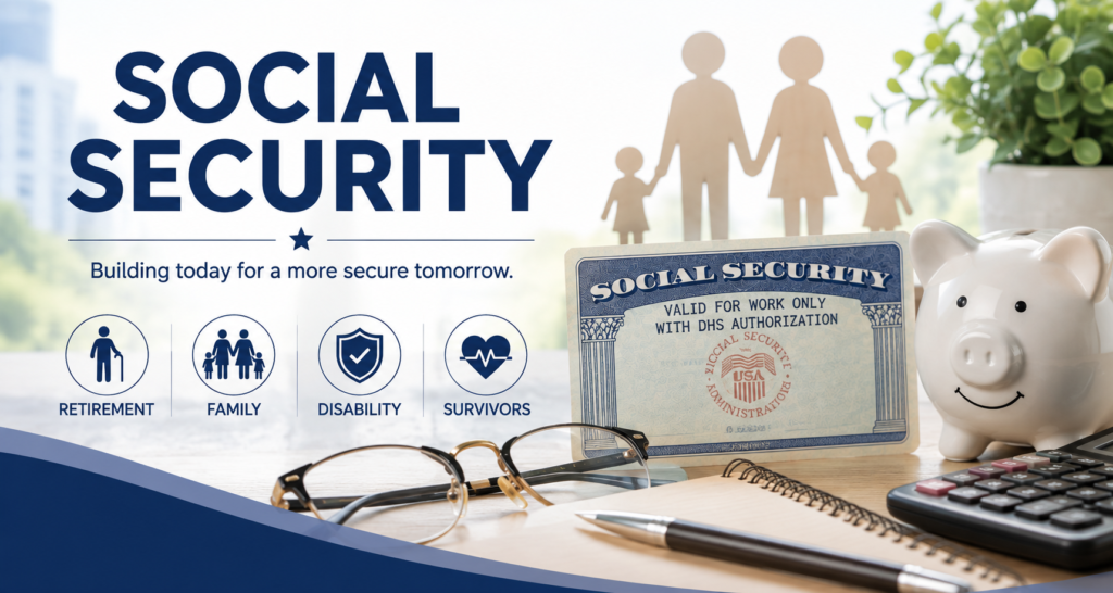 Social Security 미국 사회보장연금 상징하는 이미지