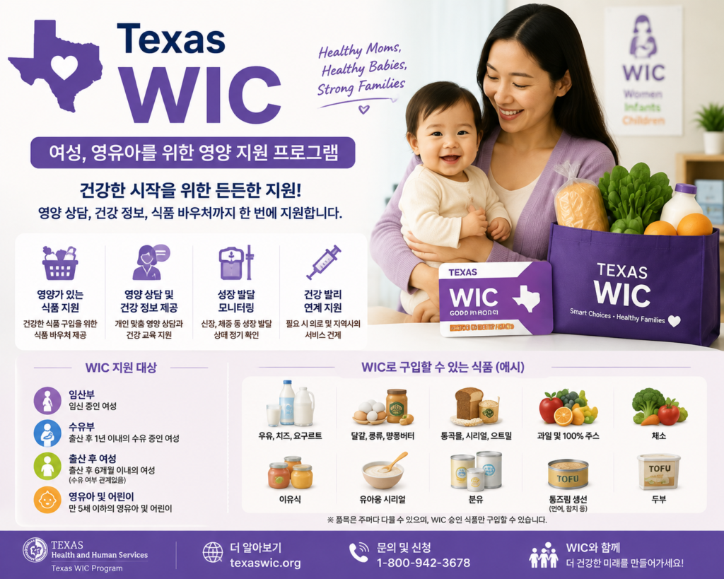 텍사스 정부 지원 프로그램 wic 소개하는 이미지
