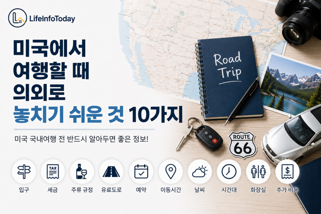 미국 여행 팁 10가지 소개하는 글 이미지