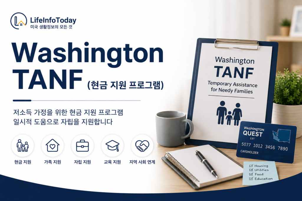 미국 워싱턴주 정부 지원 프로그램 중 tanf 소개하는 이미지