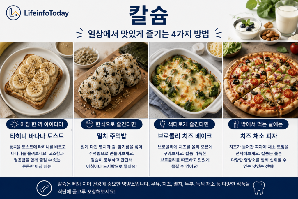 건강한 식습관을 위해 알아두면 좋은 영양소 칼슘|일상에서 쉽게 먹는 방법 소개하는 글 이미지