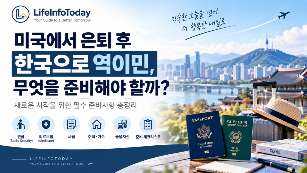 미국에서 은퇴 후 한국으로 역이민에 대해 설명하는 글 이미지